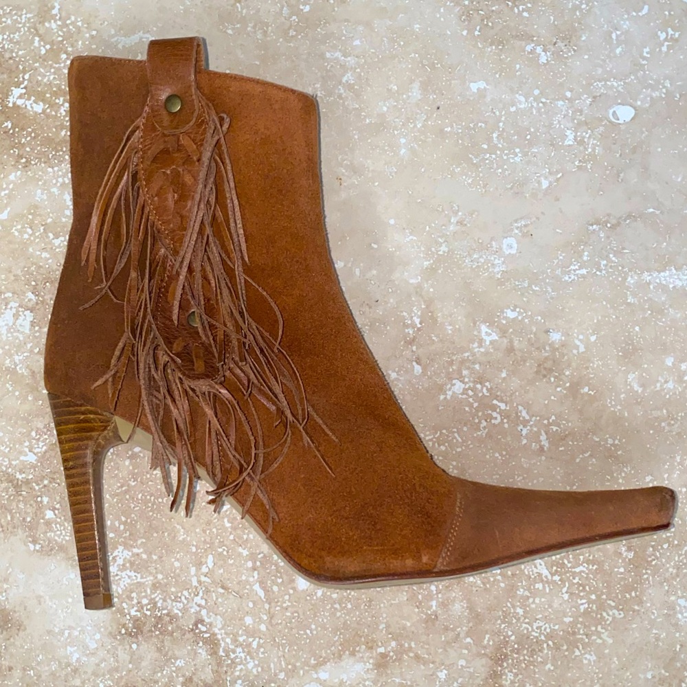 Charles David ankle fringe boots